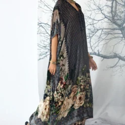 Rajdeep Ranawat Kaliza Taupe Floral & Geometric Print Kaftan -Deals Drapizia Store 013122023rr06 3