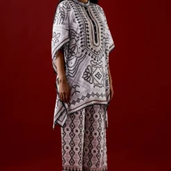 Rajdeep Ranawat Manju Serene White Geometric Print Tunic -Deals Drapizia Store 013122023rr14 3