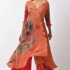 Kiran Uttam Ghosh Rust Botanical Printed Angrakha -Deals Drapizia Store 060523kg04 1