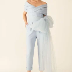 Gauri & Nainika Blue Corseted Jumpsuit With A Twisted Drape