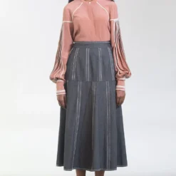 Bodice Dusty Pink Band Collar Shirt