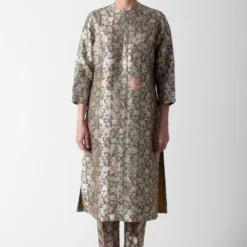 SUKETDHIR Grey Silk Brocade Kurta
