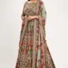 Nakul Sen Floral Embroidered Sea Green Chiffon Lehenga