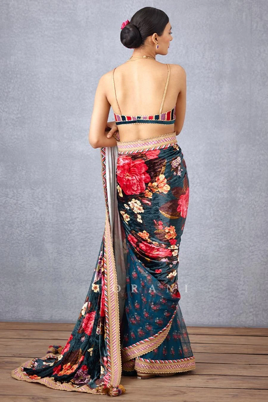 Torani Navy Blue Shabnami Chevron Printed Blouse 4 Torani Navy Blue Shabnami Chevron Printed Blouse - Image 2