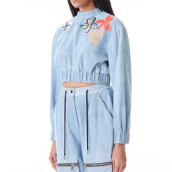 Kanika Goyal Label Floral Patched Denim Crop Top -Deals Drapizia Store 110kg1 2