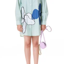 Kanika Goyal Label Cyan Green Applique Shirt