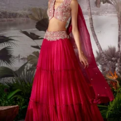 Mrunalini Rao Hot Pink Hand Embroidered Lehenga Set