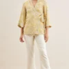 PATINE Beige Shikargah Bell Sleeve Wrap Top