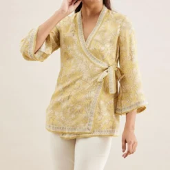 PATINE Beige Shikargah Bell Sleeve Wrap Top -Deals Drapizia Store 111pat33 3