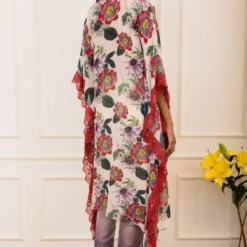 Varun Bahl Pret Red Floral Printed Kaftan 11 Varun Bahl Pret Red Floral Printed Kaftan -Deals Drapizia Store 111vb48 5