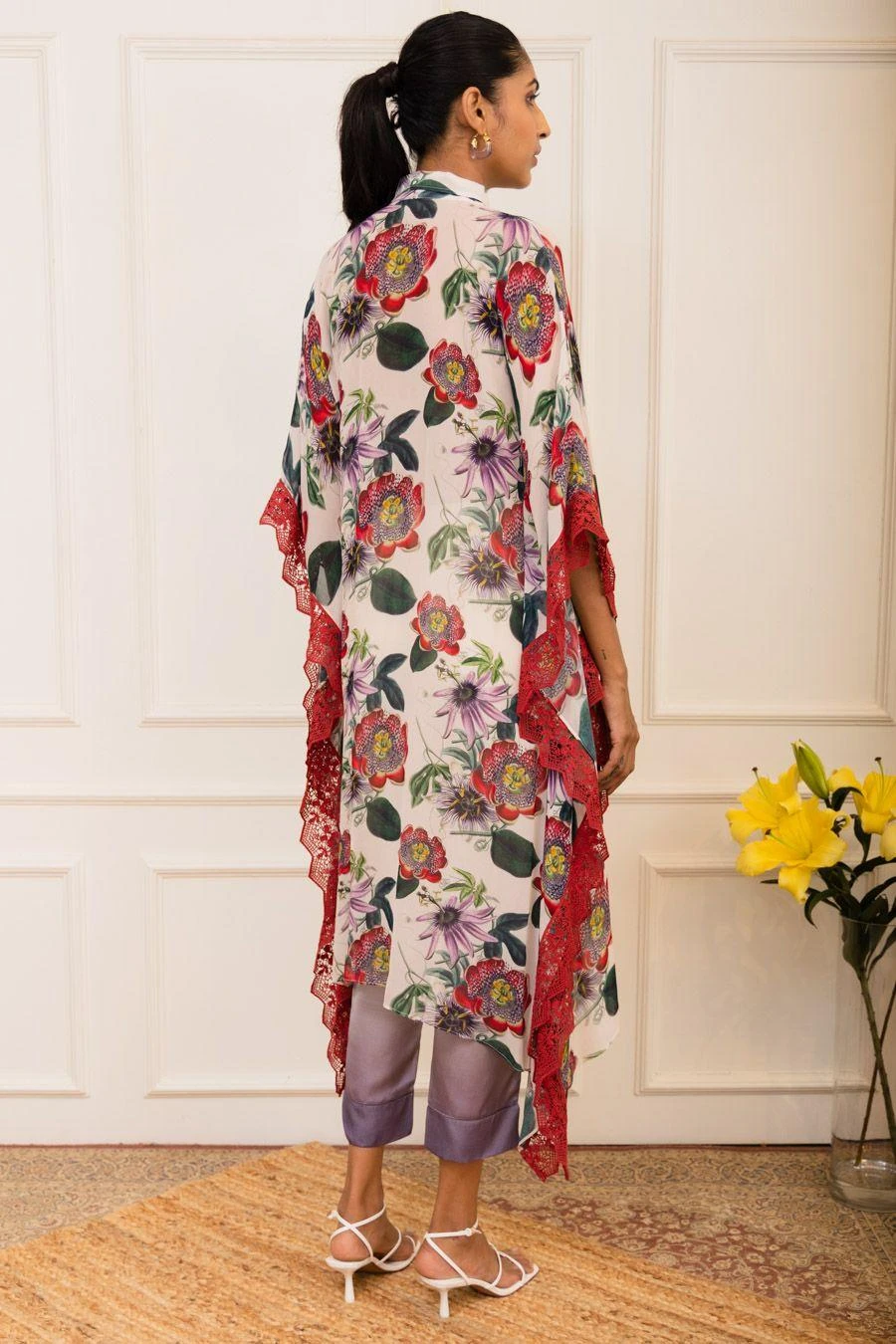 Varun Bahl Pret Red Floral Printed Kaftan 7 Varun Bahl Pret Red Floral Printed Kaftan - Image 5