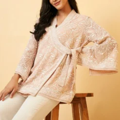 PATINE Peach Chikankari Wrap Top -Deals Drapizia Store 116pat4 2