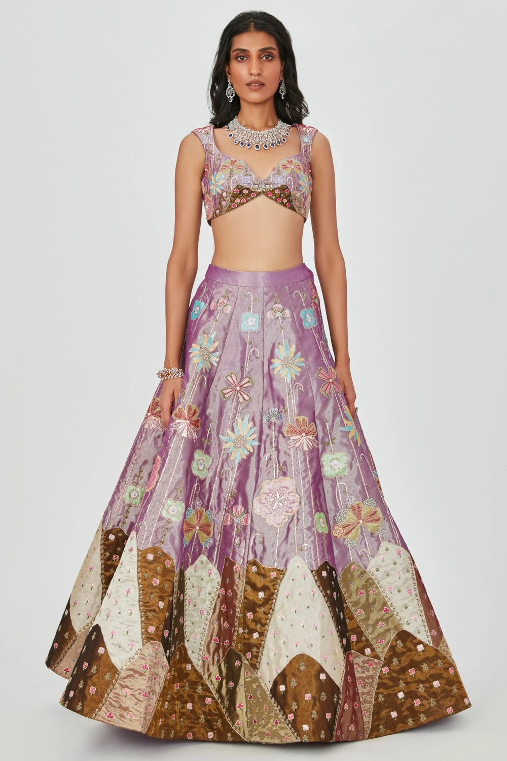 Aisha Rao Purple Floral Embellished Lehenga Set 4 Aisha Rao Purple Floral Embellished Lehenga Set - Image 2