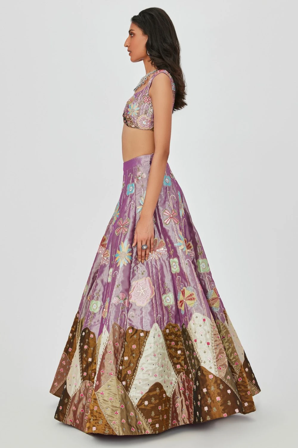 Aisha Rao Purple Floral Embellished Lehenga Set 5 Aisha Rao Purple Floral Embellished Lehenga Set - Image 3