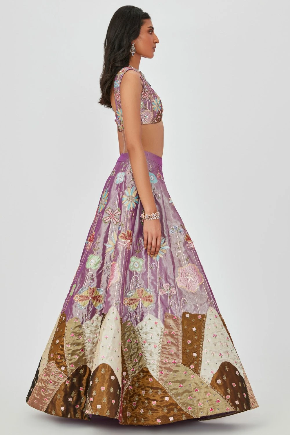 Aisha Rao Purple Floral Embellished Lehenga Set 6 Aisha Rao Purple Floral Embellished Lehenga Set - Image 4