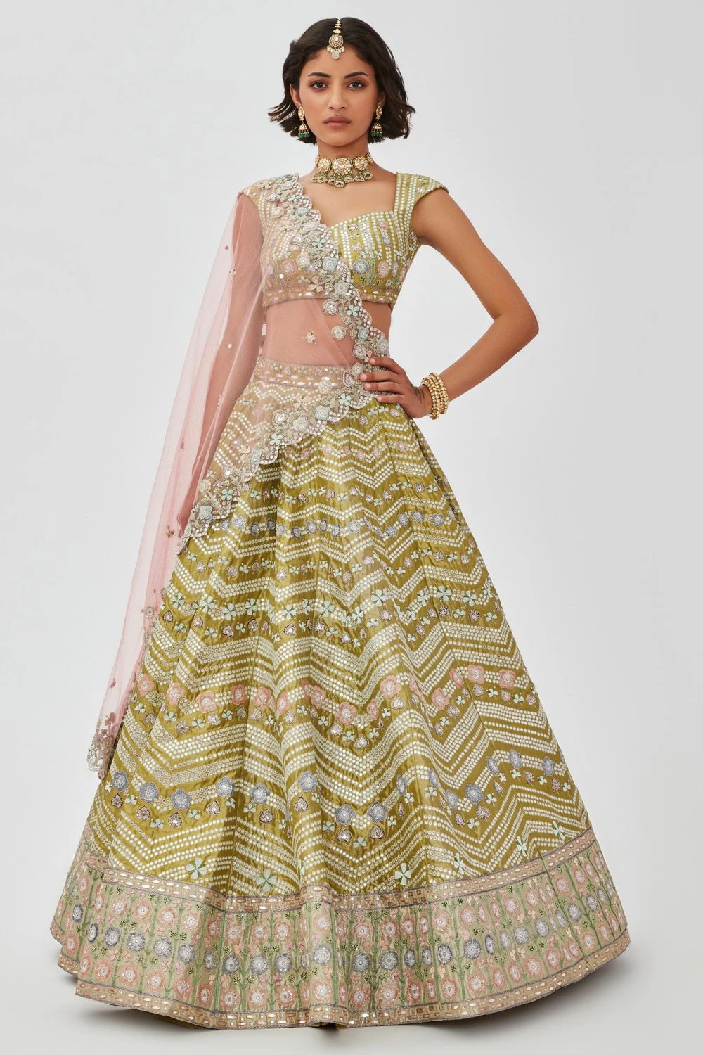 Aisha Rao Lime Green Embellished Lehenga Set 3 Aisha Rao Lime Green Embellished Lehenga Set