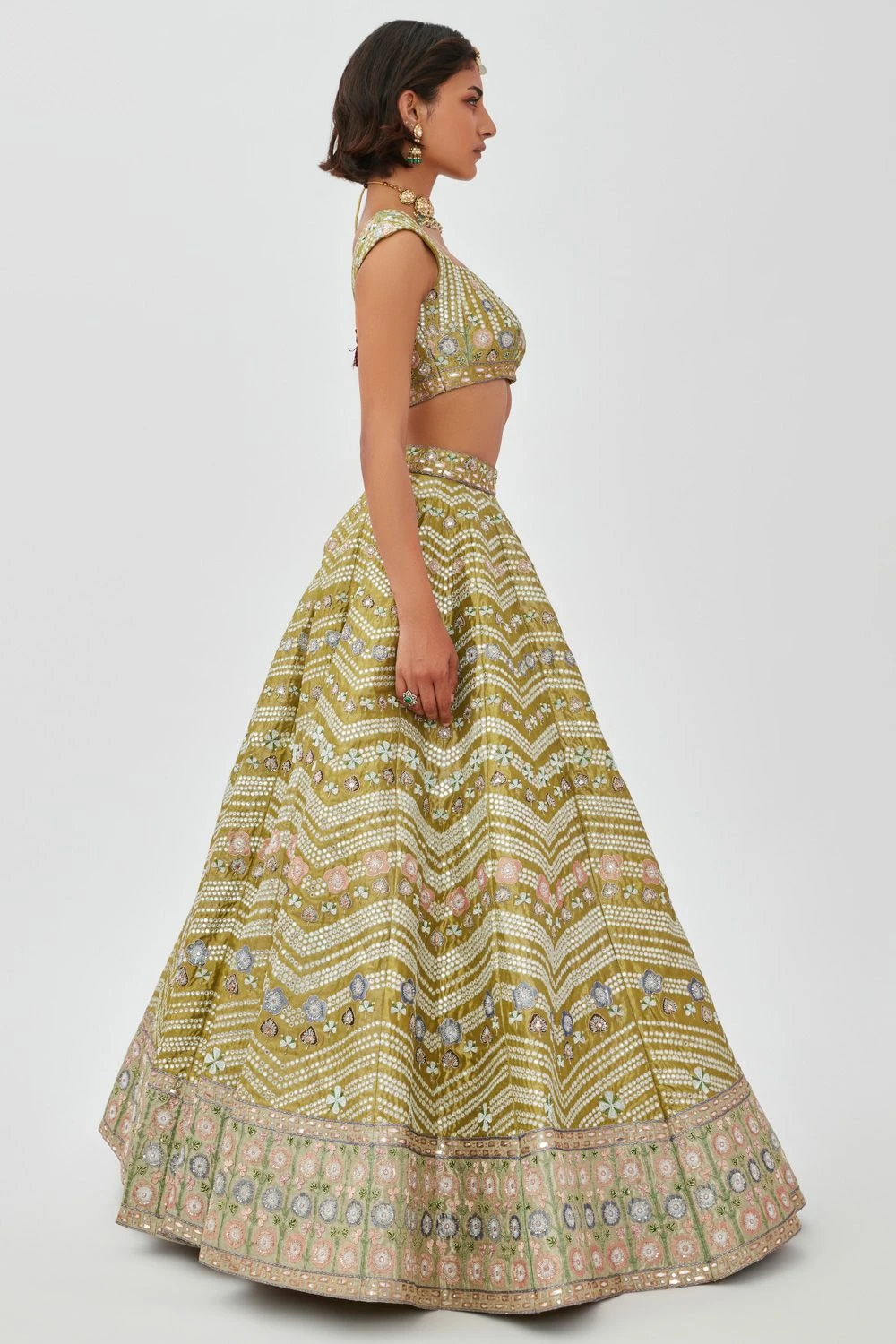 Aisha Rao Lime Green Embellished Lehenga Set 6 Aisha Rao Lime Green Embellished Lehenga Set - Image 4