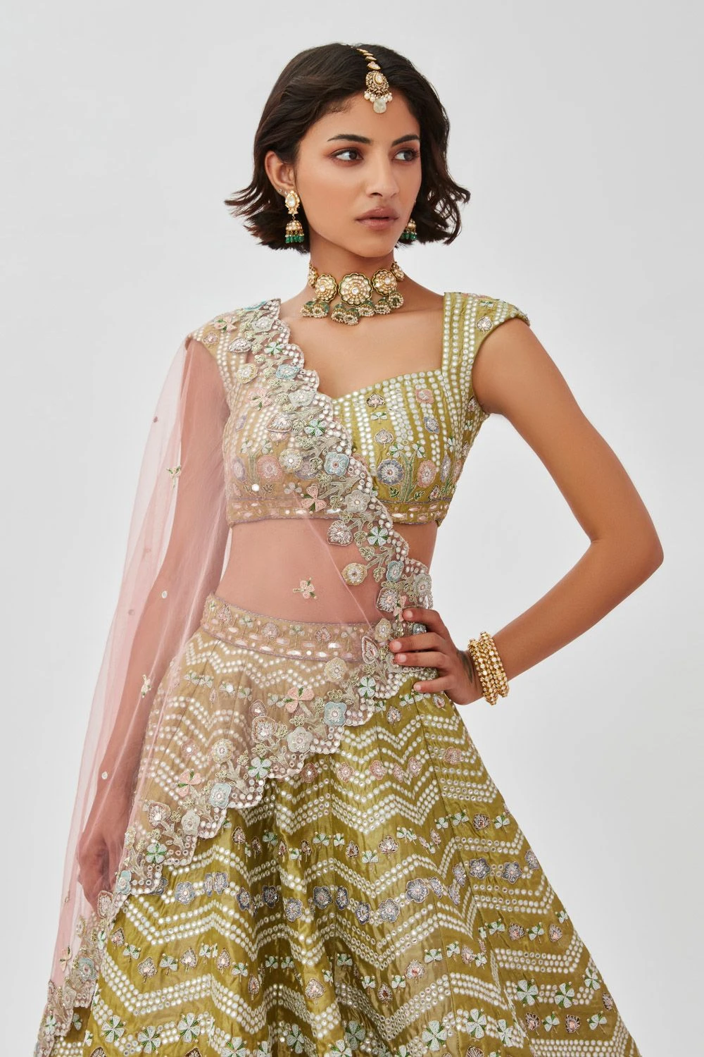 Aisha Rao Lime Green Embellished Lehenga Set 7 Aisha Rao Lime Green Embellished Lehenga Set - Image 5