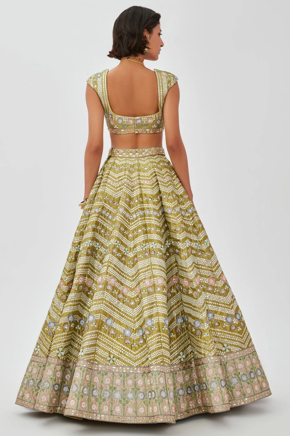 Aisha Rao Lime Green Embellished Lehenga Set 8 Aisha Rao Lime Green Embellished Lehenga Set - Image 6