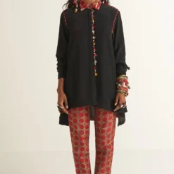 Aseem Kapoor Black Trapeeze Shirt With Embroidery Details