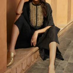 Avacara Black Embroidered Kaftan Set -Deals Drapizia Store 1210av05 3