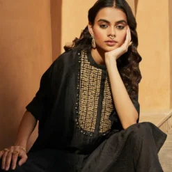 Avacara Black Embroidered Kaftan Set -Deals Drapizia Store 1210av05 4