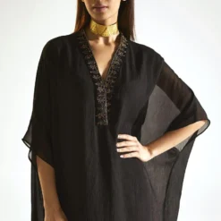 Shorshe Black Hand Embroidered Kaftan 12 Shorshe Black Hand Embroidered Kaftan -Deals Drapizia Store 1211sh1 5