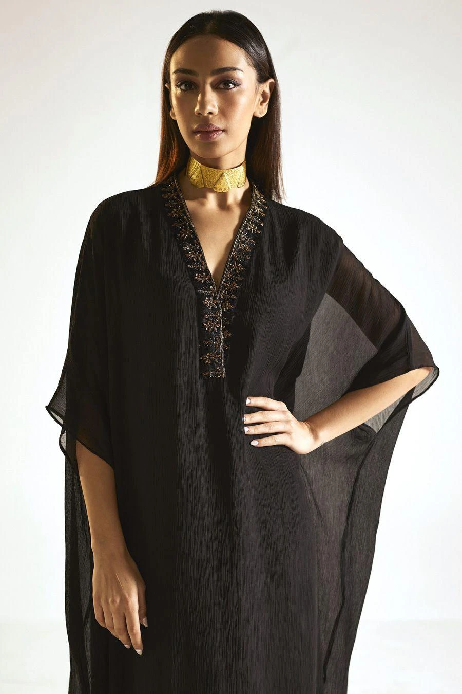 Shorshe Black Hand Embroidered Kaftan 7 Shorshe Black Hand Embroidered Kaftan - Image 5