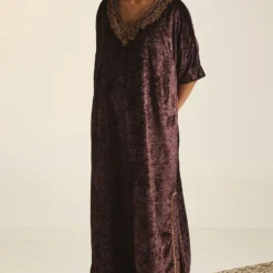 Shorshe Plum Hand Embroidered Noor Kaftan -Deals Drapizia Store 1211sh4 2