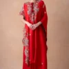 Anamika Khanna Bold Red Paisley Embellished Kaftan-Skirt Set