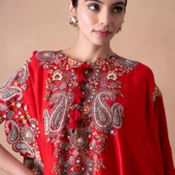 Anamika Khanna Bold Red Paisley Embellished Kaftan-Skirt Set -Deals Drapizia Store 12124ak41 4