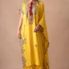 Anamika Khanna Golden Yellow Paisley Embellished Kaftan-Skirt Set