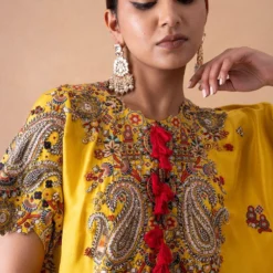 Anamika Khanna Golden Yellow Paisley Embellished Kaftan-Skirt Set -Deals Drapizia Store 12124ak9 4