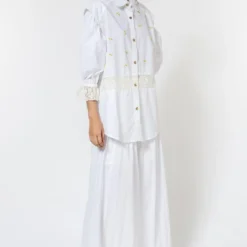 Ode To Odd White Poplin Embroidered Shirt With Lace Panel -Deals Drapizia Store 123odd3 2