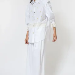 Ode To Odd White Poplin Embroidered Shirt With Lace Panel -Deals Drapizia Store 123odd3 3