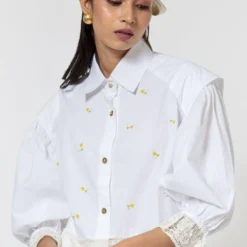 Ode To Odd White Poplin Embroidered Shirt With Lace Panel -Deals Drapizia Store 123odd3 4