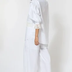 Ode To Odd White Poplin Embroidered Shirt With Lace Panel -Deals Drapizia Store 123odd3 5