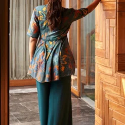 Varun Bahl Pret Teal Floral Printed Kurta Set 12 Varun Bahl Pret Teal Floral Printed Kurta Set -Deals Drapizia Store 12423vbf10 5