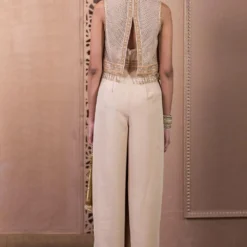Tarun Tahiliani Beige Hand Embellished Jumpsuit And Gilet Set -Deals Drapizia Store 12623tt5 3