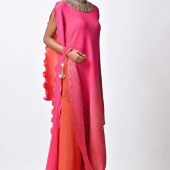 Kiran Uttam Ghosh Fuchsia Ombre Hand Embellished Pleated Drape -Deals Drapizia Store 12723kug8 3