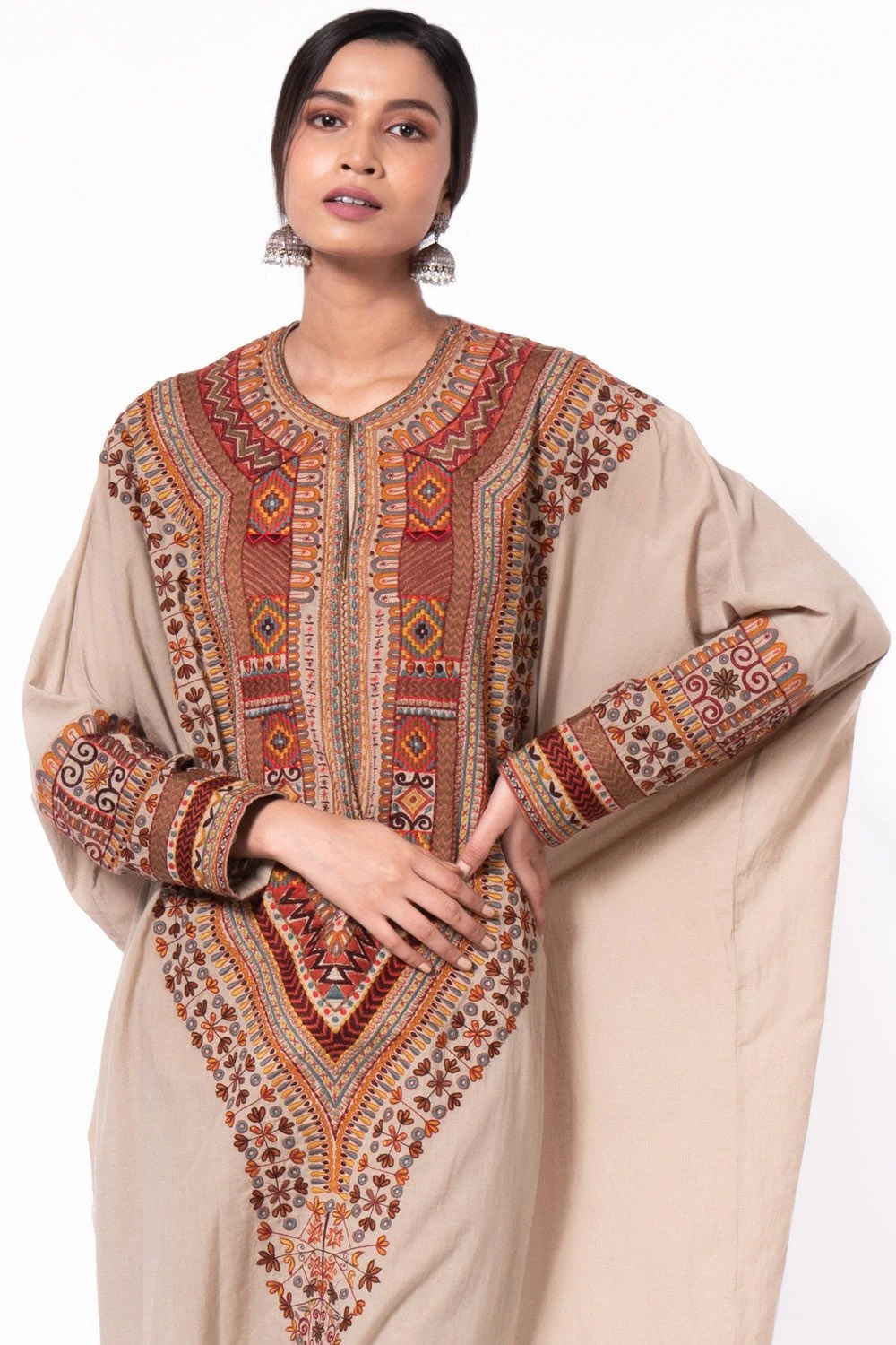 Divya Sheth Beige Embroidered Kaftan Set 5 Divya Sheth Beige Embroidered Kaftan Set - Image 3