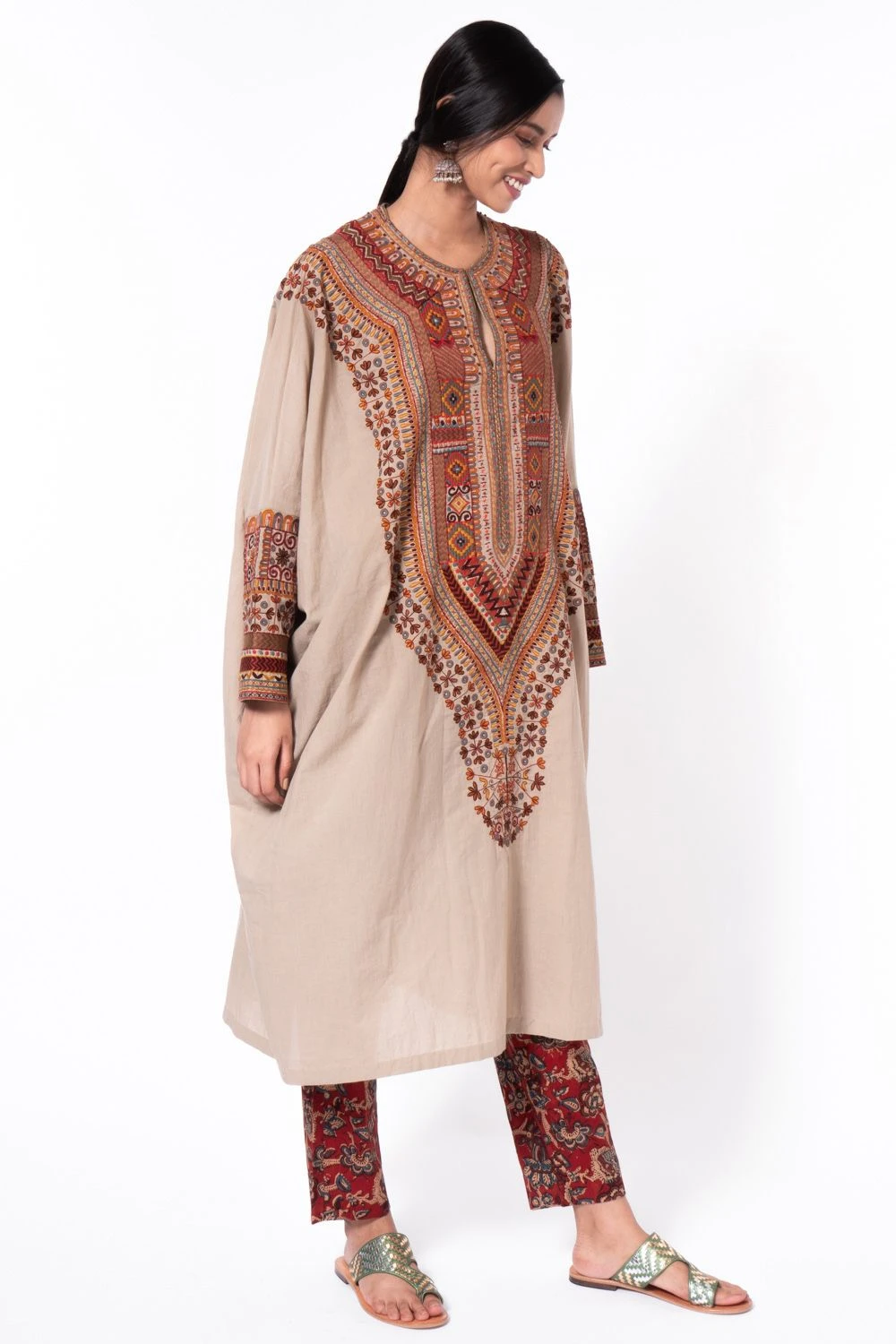 Divya Sheth Beige Embroidered Kaftan Set 6 Divya Sheth Beige Embroidered Kaftan Set - Image 4