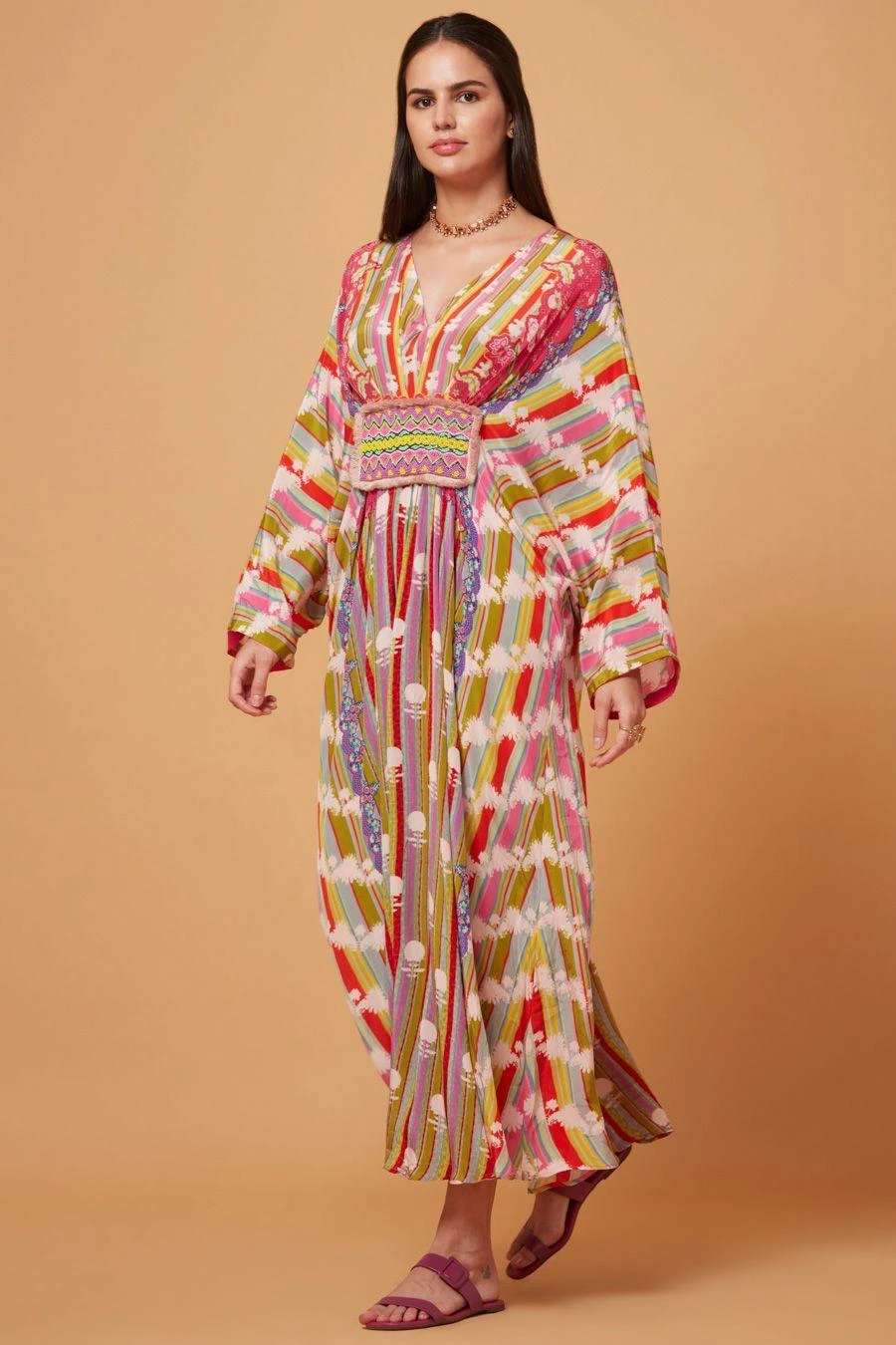 Siddhartha Bansal Multicoloured Floral Pleated Kaftan 4 Siddhartha Bansal Multicoloured Floral Pleated Kaftan - Image 2