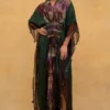 CAPISVIRLEO Brown & Olive Habutai Silk Kaftan -Deals Drapizia Store 132cp2 1