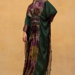CAPISVIRLEO Brown & Olive Habutai Silk Kaftan -Deals Drapizia Store 132cp2 3