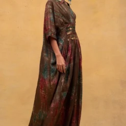 CAPISVIRLEO Shirt Collar Embroidered Tie & Dye Kaftan -Deals Drapizia Store 132cp3 2