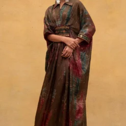 CAPISVIRLEO Shirt Collar Embroidered Tie & Dye Kaftan -Deals Drapizia Store 132cp3 3