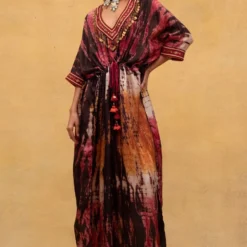 CAPISVIRLEO Red & Rust Tie Dye Kaftan