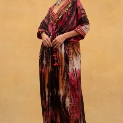 CAPISVIRLEO Red & Rust Tie Dye Kaftan 9 CAPISVIRLEO Red & Rust Tie Dye Kaftan -Deals Drapizia Store 132cp6 3