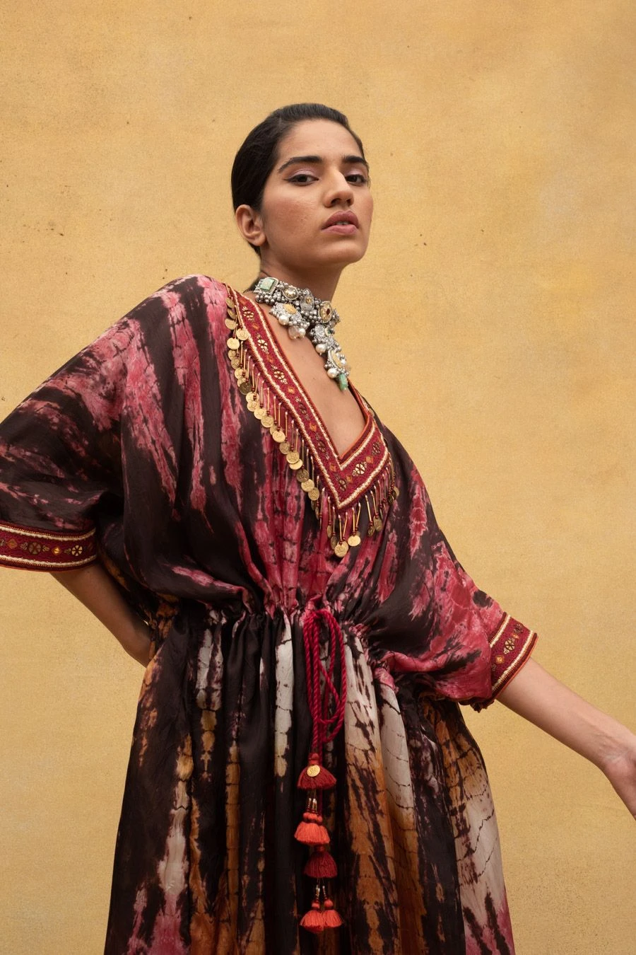 CAPISVIRLEO Red & Rust Tie Dye Kaftan 6 CAPISVIRLEO Red & Rust Tie Dye Kaftan - Image 4